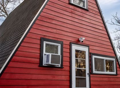 Cozy 2-bedroom Aframe in charming Lake Geneva with a hot tub and fireplace