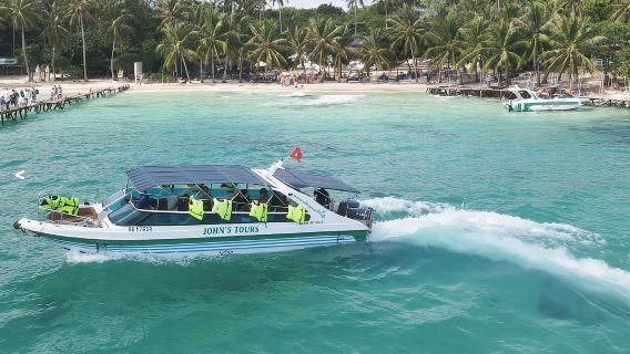 Excursión de un día al teleférico y parque acuático de la isla de Phu Quoc (4 islas en lancha rápida + almuerzo incluido)