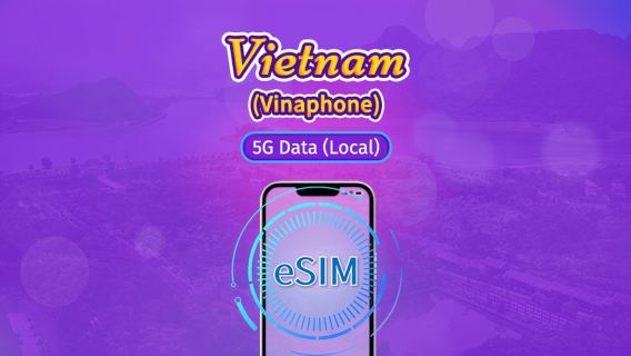 Vietnam Vinaphone | Lokale eSIM | Dagabonnement | Facturatie per kalenderdag | 5-10 dagen | QR-code