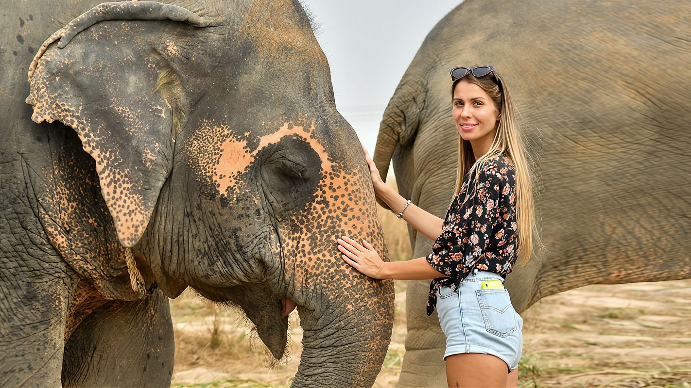 Tour di un giorno al campo degli elefanti Chiang Mai in Thailandia con opzione per le cascate appiccicose e trasferimento incluso