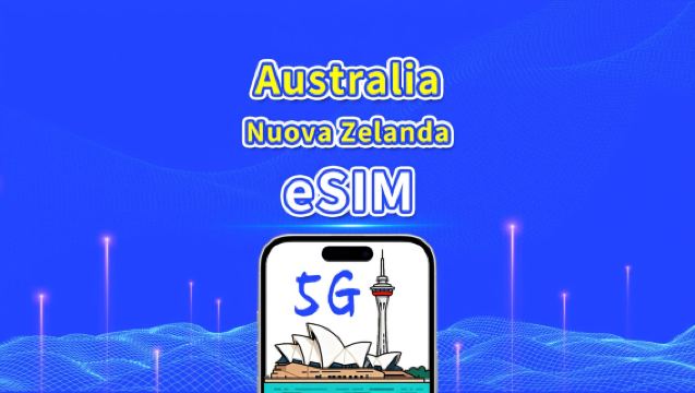 eSIM Australia + Nuova Zelanda | 5G/4G | Pacchetto giornaliero/Pacchetto dati | Fatturazione 24 ore | 1-30 giorni | codice QR