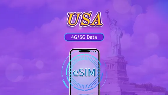 Estados Unidos | eSIM 5G | Pase diario/Paquete total | Facturación cada 24 horas | 1-30 días | Código QR