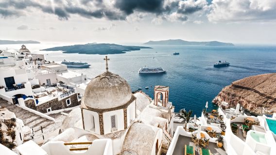 one-day tour to Akrotiri Archaeological Site, Red Beach, Berisha Beach and Prophitis Monastery in Santorini, Greece