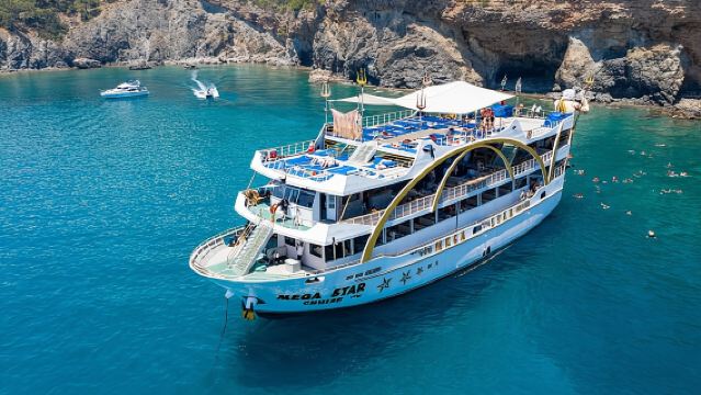 Mega Star Boat Tour with transfer from Kemer