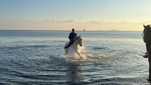 Akrotiri: Guided Horseback Riding Day Trip to a Beach