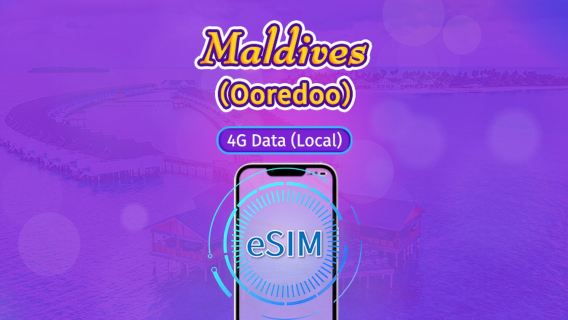 Maldive | Ooredoo 4G eSIM |  Pacchetto totale | Fatturazione per giorni naturali | 10 giorni | Codice QR