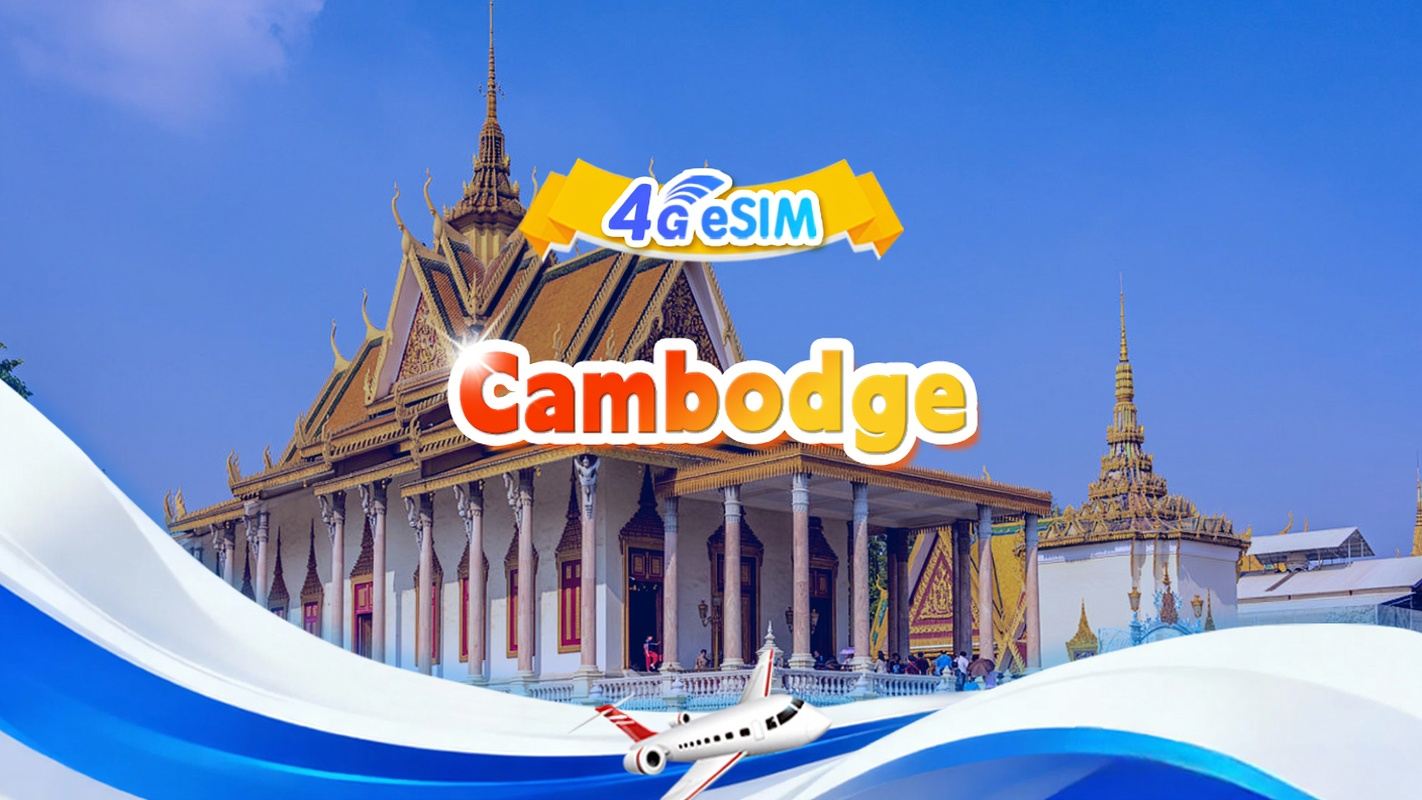 eSIM 4G pour le Cambodge|Forfait journalier/Forfait total | 3 Go/jour - 30 Go au total | 1 à 30 jours | Code 24h/24 | QR Code