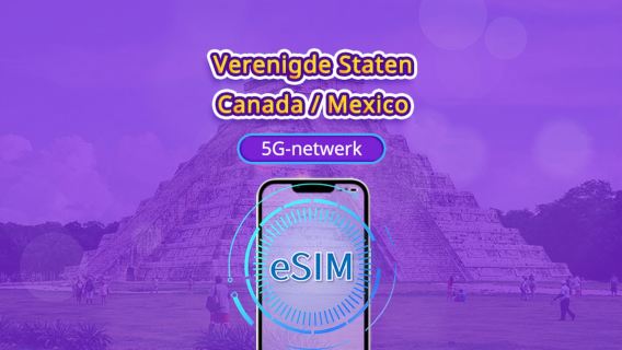Verenigde Staten/Canada/Mexico 5G eSIM | Ondersteunt Google Maps/TikTok | Dagbundel/Data Bundel | Berekening per kalenderdag | 1-90 dagen | QR-code