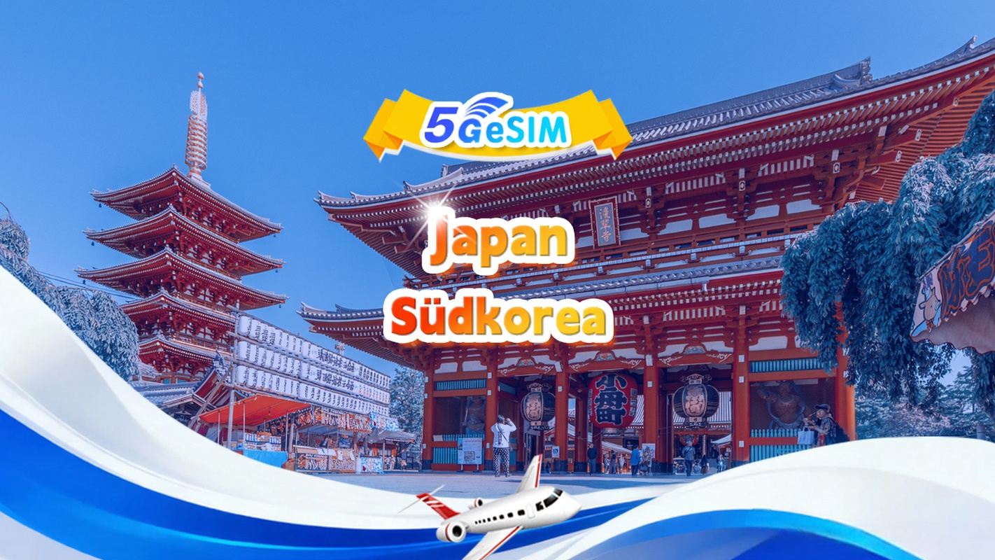 5G eSIM für Japan und Südkorea | Tagespauschale/Gesamtpauschale | 1-30 Tage | QR-Code