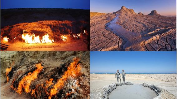 Baku: Gobustan-Absheron-Mud Volcanoes-Fire temple-Burning Mountain