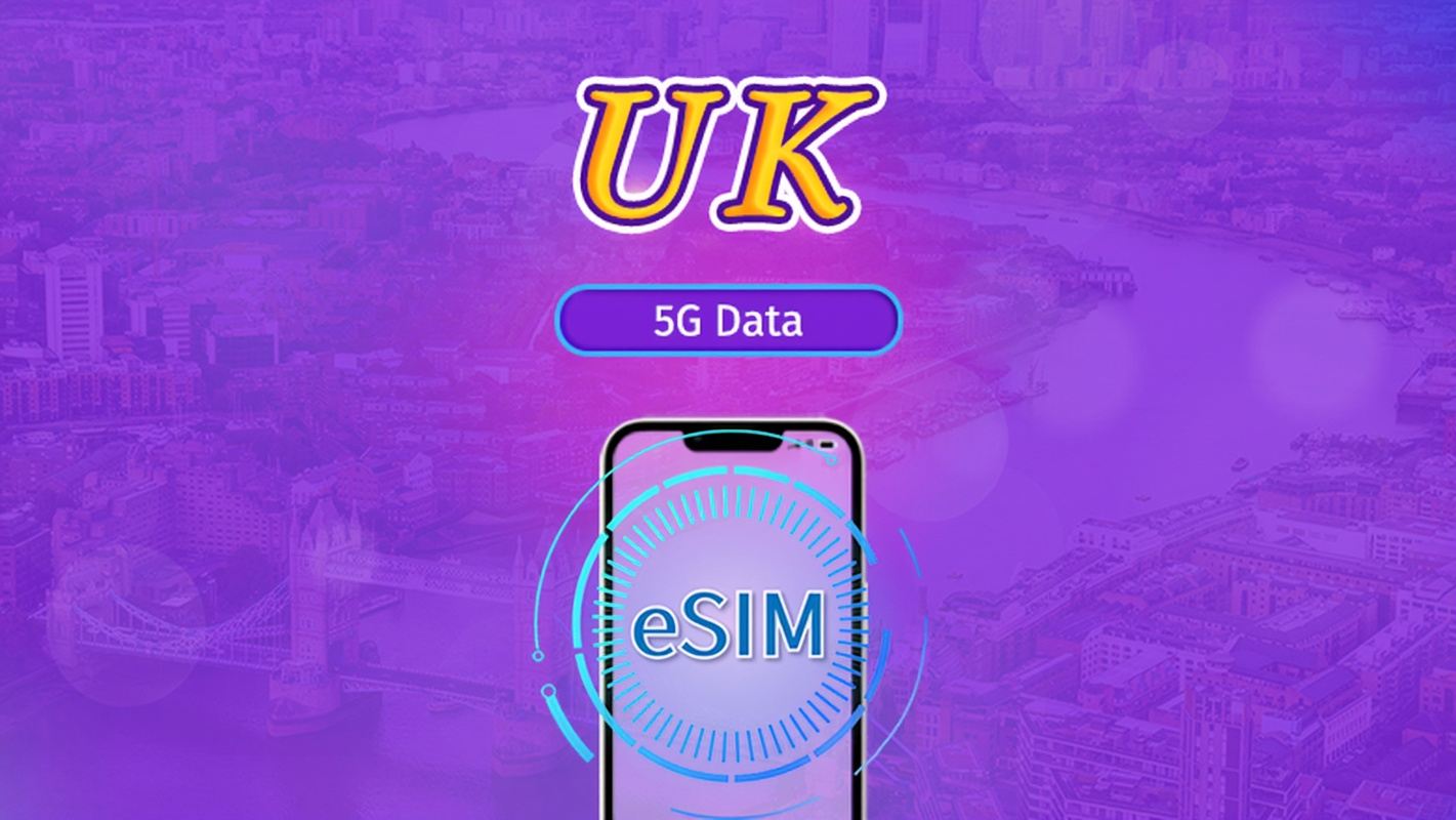 United Kingdom(UK) | 5G/4G eSIM | Day Pass/Total Package | Natural Day Billing | 1-90 days | QR code