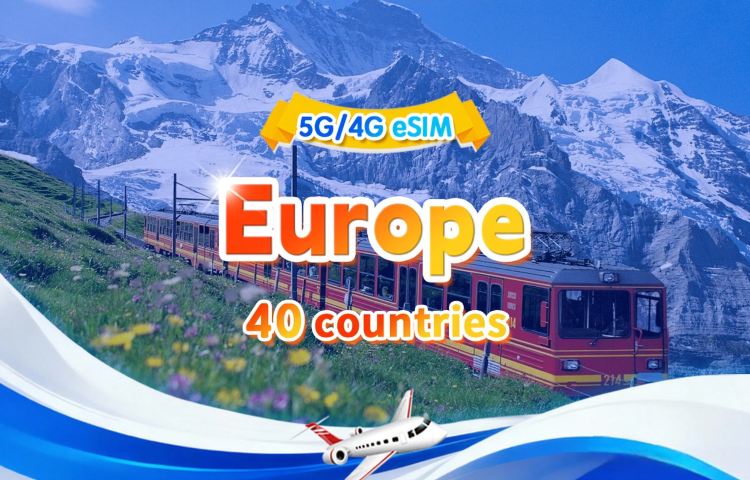 Europe 5G/4G eSIM | DayPass /Total | 500MB/day-total 30GB | 1-30 days | 24-hour billing | QR code