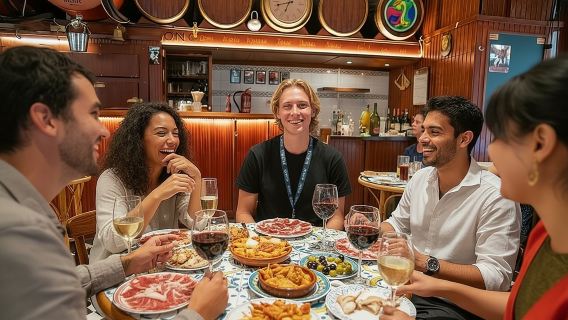 Nattlig Tapasvandringsrundtur i Barcelonas modernistiska område med liten grupp och middag