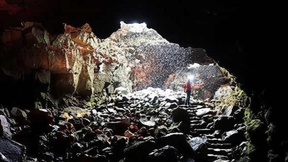 Iceland lava tunnel + whale watching cruise combo tour (daily departures/classic cruise)