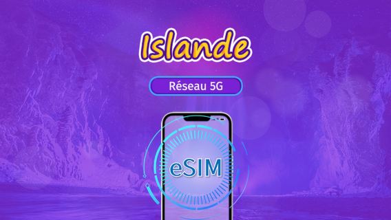 Islande | eSIM 5G/4G | Forfait total | Facturation 24h | 7–30 jours | Code QR