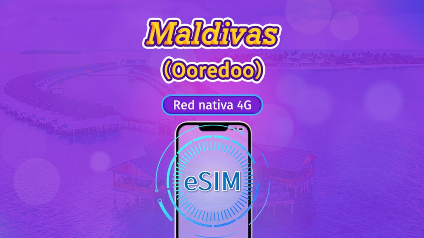 Maldivas | Ooredoo 4G eSIM |  Paquete total | Facturación por días naturales | 10 días | Código QR