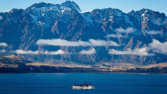Queenstown's iconic activities on New Zealand's South Island: Vintage steamship + farm sheep shearing show + farm animal cruise + BBQ buffet / TSS Earnslaw steamship / Must-visit in Queenstown