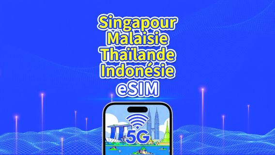 eSIM Asie du Sud-Est | Singapour/Malaisie/Thaïlande/Indonésie | 5G/4G | Jour naturel | 1 à 30 jours | Code QR