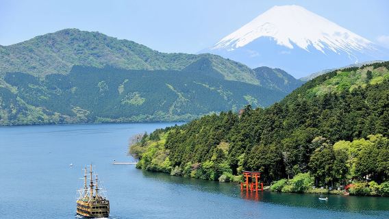 Excursión de un día al Santuario Hakone + teleférico de Hakone + Gran Valle Hirviente + Barco Pirata de Hakone + Ocho Estanques de Oshino
