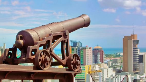 Mauritius + Red Roof Church Port Louis Fortress Hill Caudan Square Oceanarium including hotel pick-up