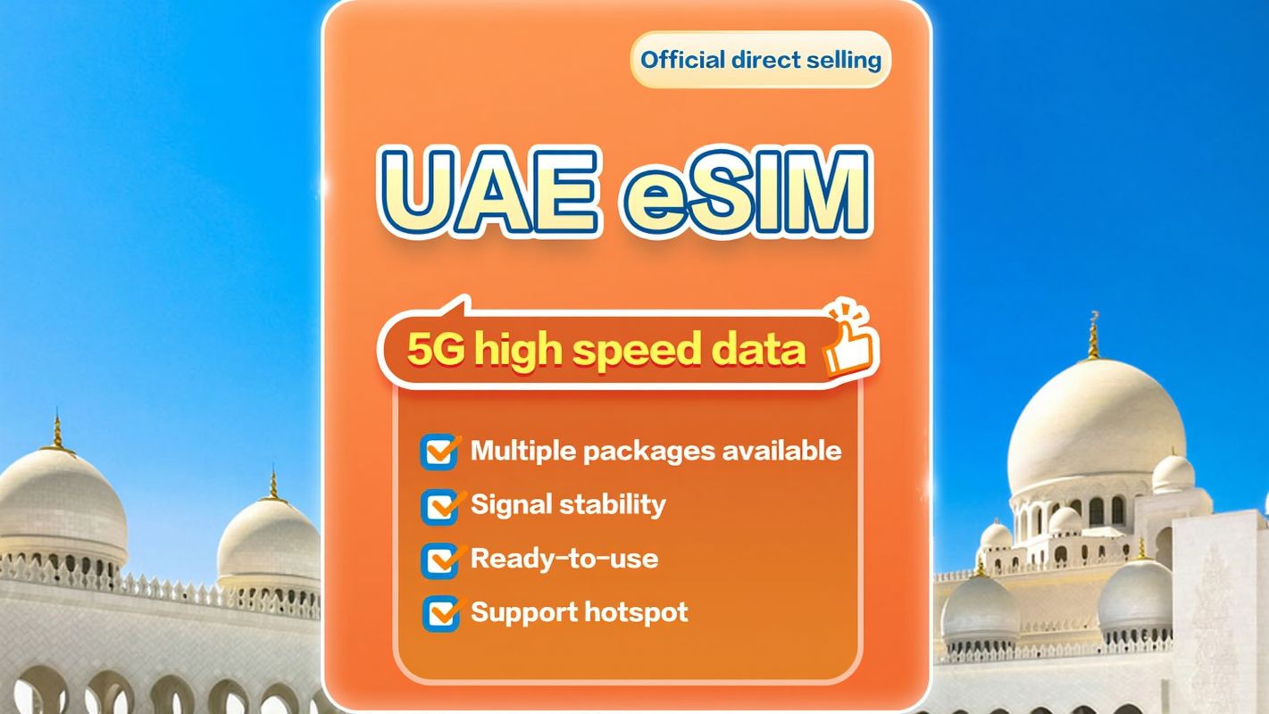 [UAE] 5G| eSIM | 30-day Option available |Order now and use now|Support hotspot|QR Code