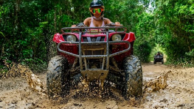 From Playa del Carmen ATV Adventure with Ziplines, Cenote