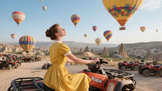 Türkiye Cappadocia ATV Goreme sunrise/sunset hot air balloon ride 4x4 tour