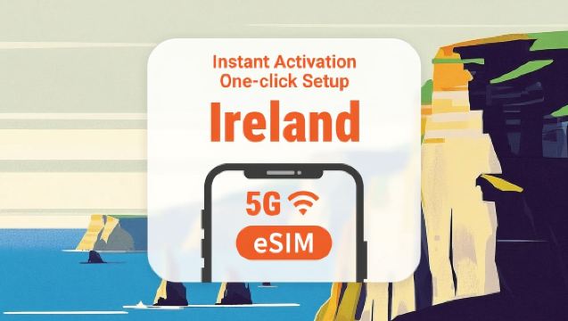 eSIM da Irlanda 5G | Dados de 3 a 30 dias | Ativação rápida com um clique | Sem espera por entrega | Código QR