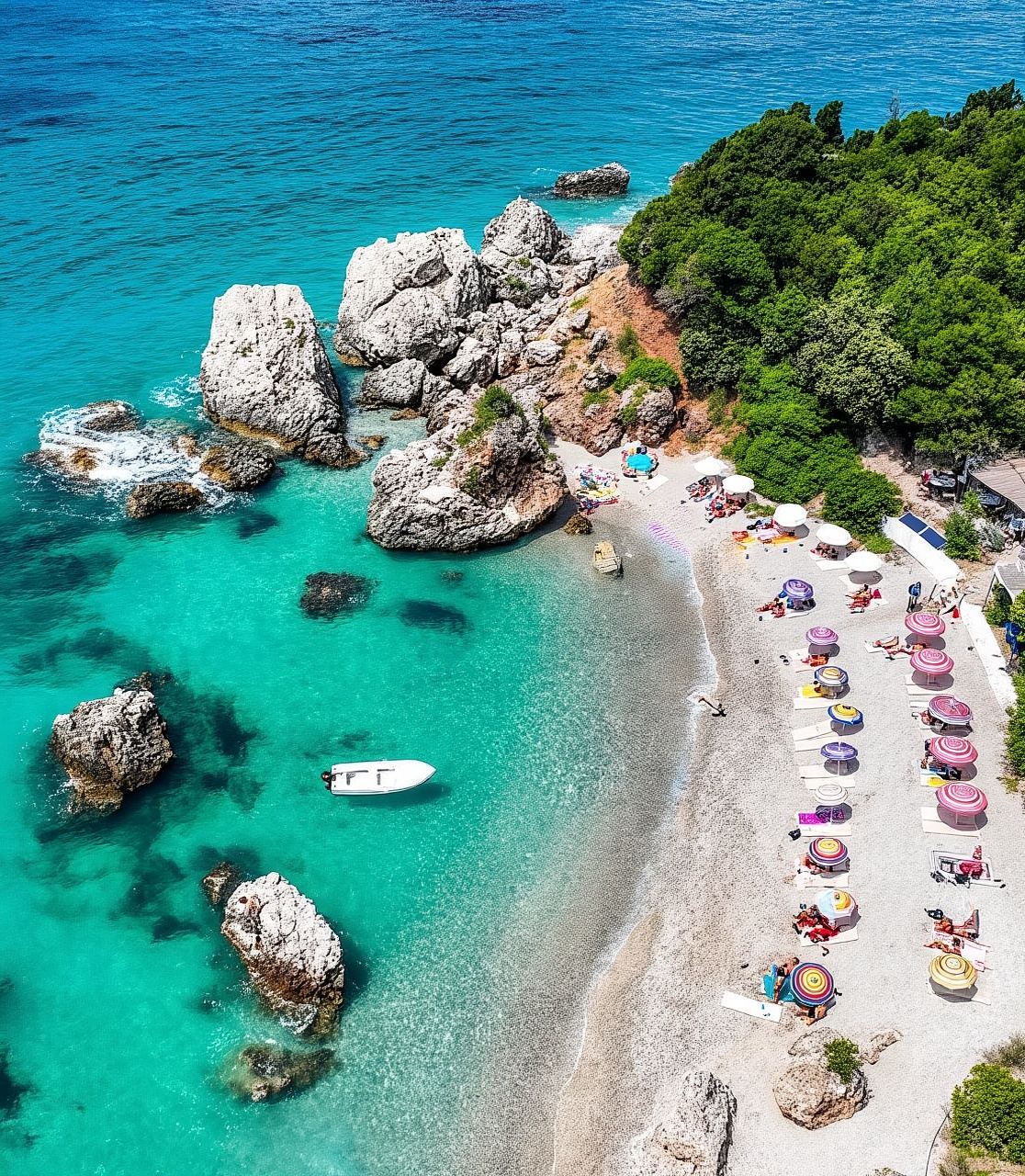 Sarandë:Krorez Boat Tour with Free Umbrella&Snorkelling mask