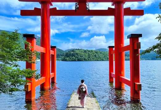 1-day tour of Hakone Shrine Aerial Cable Car + Owakudani + Lake Ashi + Shirahama Beach