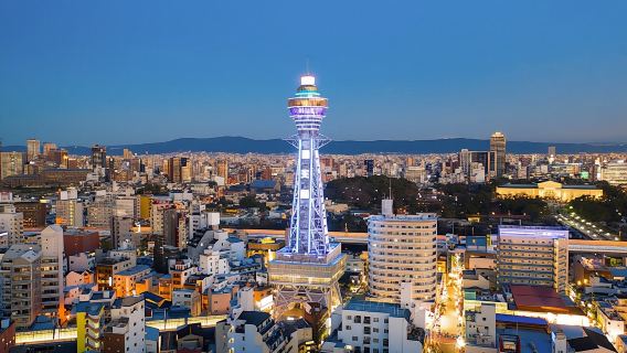 Evening guided street food tour of Osaka's Shinsekai