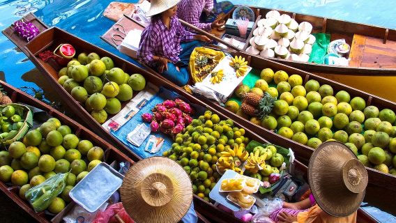 Bangkok Phra Nakhon Si Ayutthaya + Damnoen Saduak Floating Market + Maeklong Railway Market 1-day tour