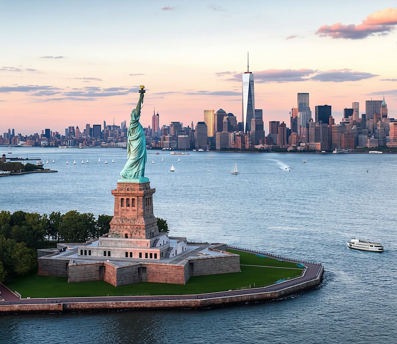 New York City landmarks sightseeing cruise with tour guide