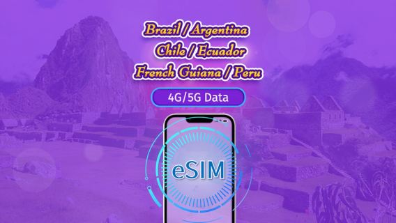 Sudamérica (6 países) | eSIM 5G/4G | Pase diario/Plan Completo | Facturación cada 24 horas | 1-30 días | Código QR