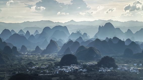 구이린/양숴 출발 데이투어 | 천리강산도+위롱강 대나무 뗏목 래프팅+흥평고진(싱핑구전)