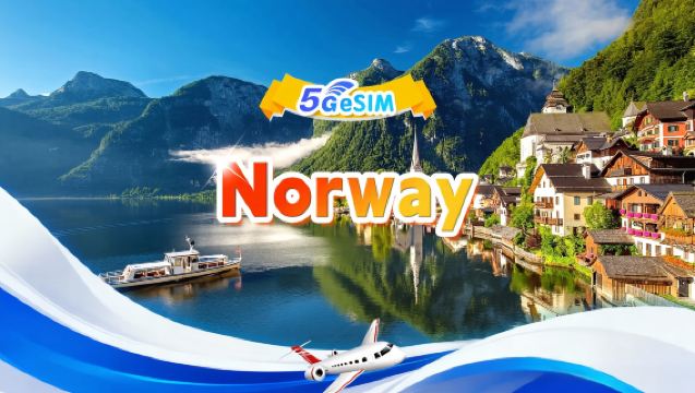 eSIM 5G para Noruega | Pacote diário/total | 500MB/dia - Total de 30GB | 1-30 dias | 24 horas | Código QR