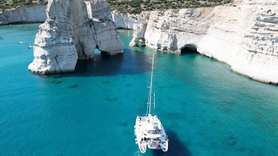 Best of Milos and Poliegos Catamaran snorkelling Cruise with BBQ
