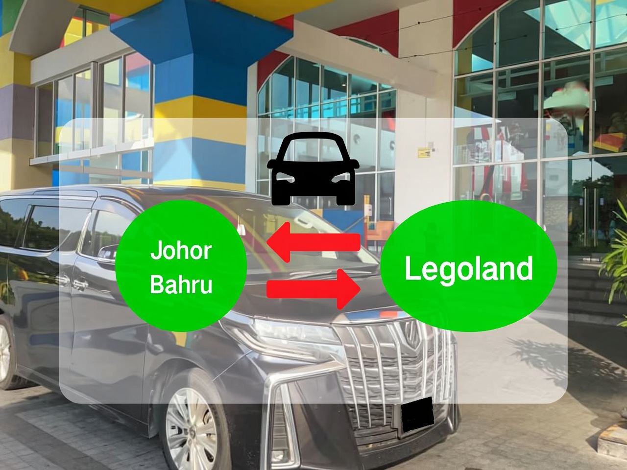 Trasferimento privato in auto da punto a punto tra Johor Bahru e Legoland Johor