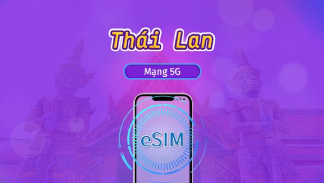 Thái Lan | eSIM 5G | Vé ngày/Gói tổng | Tính phí mỗi 24 giờ | 1-30 ngày | Mã QR