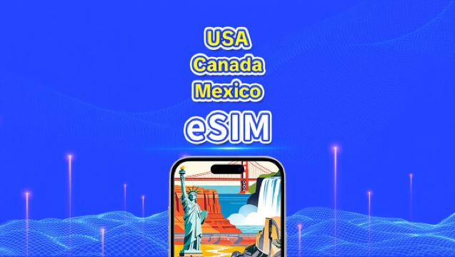 USA/Kanada/Mexiko eSIM | 5G/4G | Dagspaket/datapaket | 24-timmars debitering | 1-30 dagar | QR-kod