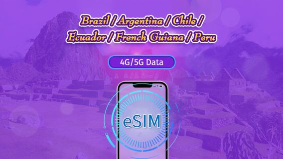 South America (6 countries) | 5G/4G eSIM | Day Pass/Total Package | 24H Billing | 1-30 days | QR code