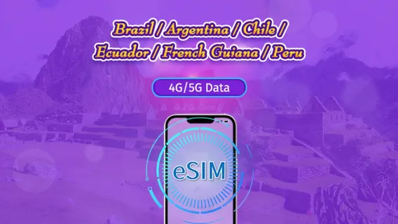South America (6 countries) | 5G/4G eSIM | Day Pass/Total Package | 24H Billing | 1-30 days | QR code
