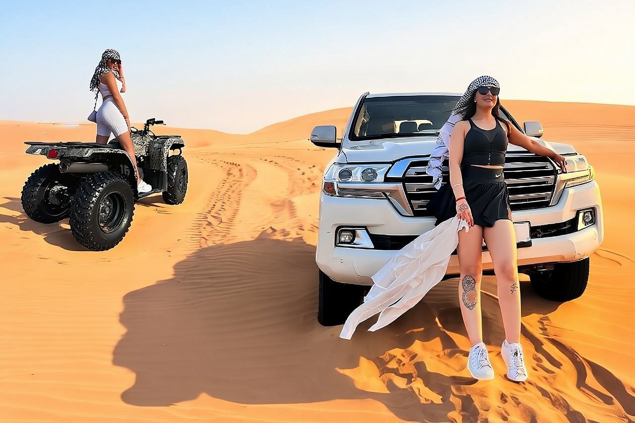 Desert Safari Dubai Tour with Dune Bashing, Camel Ride, & BBQ
