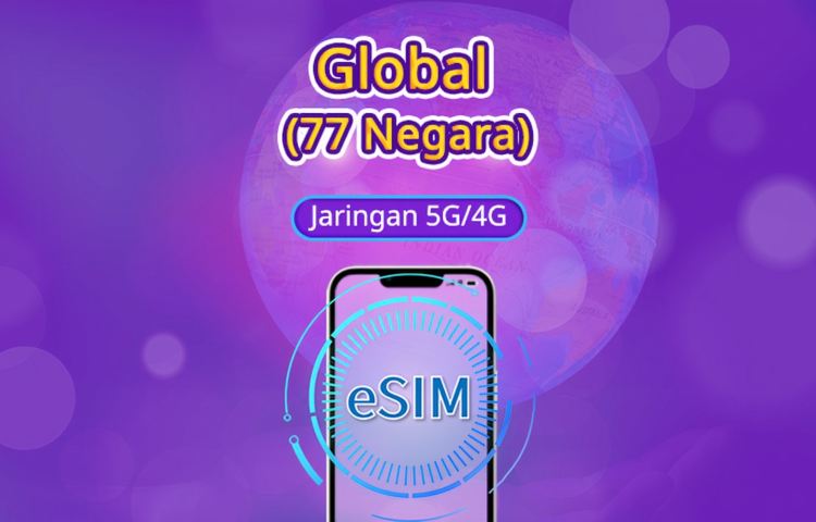eSIM Global (77 Negara) 5G/4G | Mendukung Google Maps/TikTok/ChatGPT | Paket Data | Perhitungan 24 Jam | 1–7 Hari | Kode QR