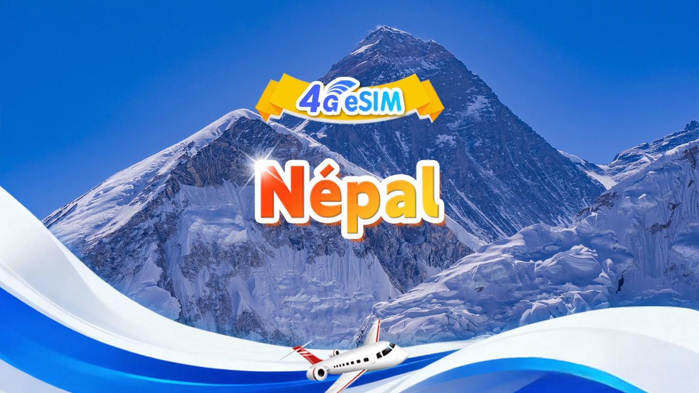 eSIM 4G Népal | Forfait complet | 1 Go à 30 Go | 3 à 30 jours | Code 24h/24 | Code QR
