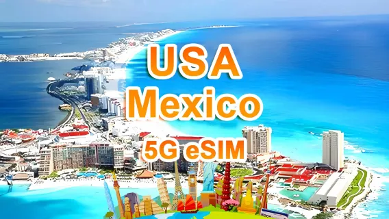 eSIM 5G disponible en EE. UU. y México| Paquete diario/paquete total|  1-30 días|Código QR