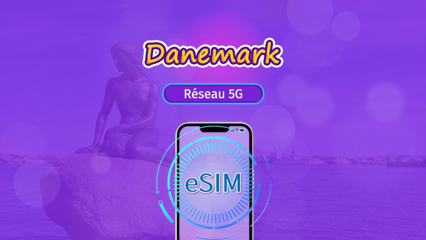 Danemark | eSIM 5G/4G | Forfait total | Facturation 24h | 7–30 jours | Code QR