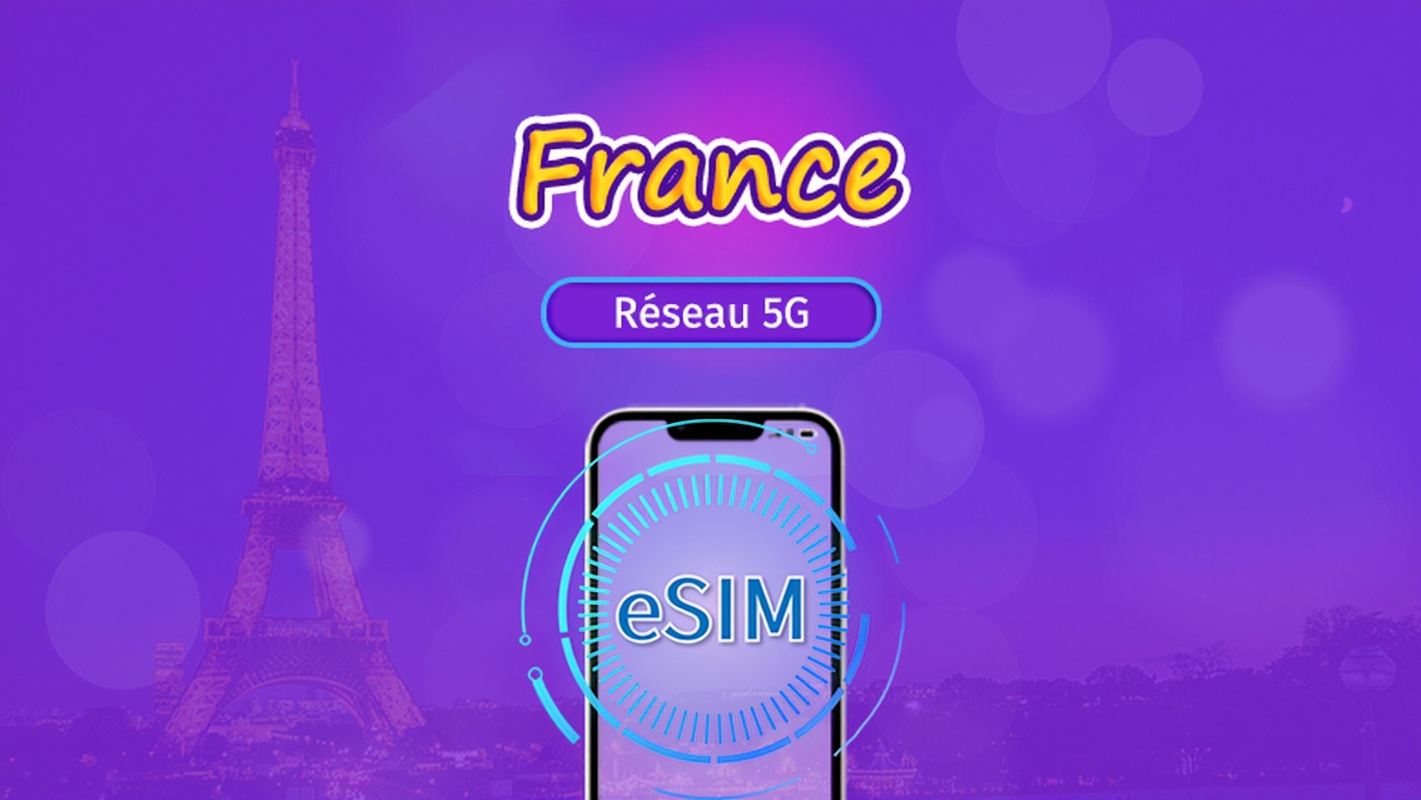 France | eSIM 5G/4G | Forfait total | Facturation 24h | 7–30 jours | Code QR
