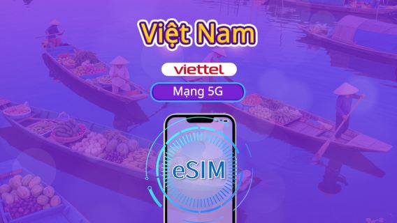Việt Nam Viettel eSIM | Hỗ trợ mạng 5G & Tiktok & ChatGPT | Gói cước ngày | 3-30 ngày | Tính phí theo ngày tự nhiên | Mã QR