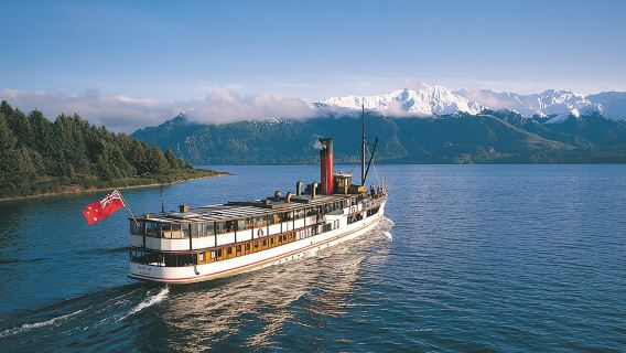ニュージーランド・クイーンズタウン TSSアーンスロー蒸気船ワンデーツアー【湖クルーズ丨100年歴史の蒸気船】